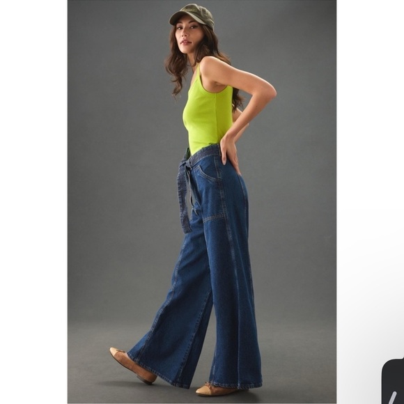 Anthropologie Farm High Rise Wide Leg Rio Palazzo Jeans Blue Denim Size 23 NWT - Picture 6 of 10